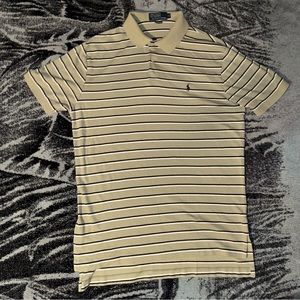 Medium green, white and black polo shirt